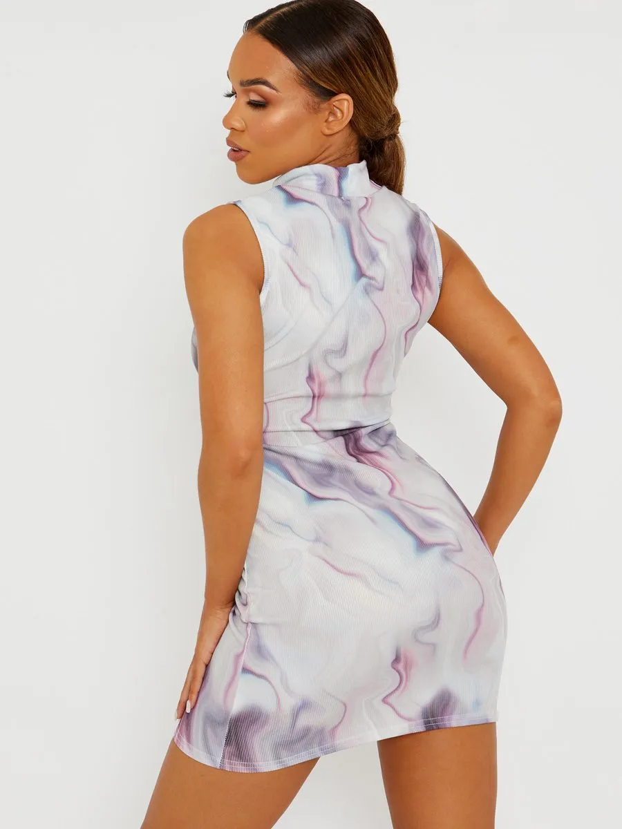 Tiffany Marble Effect Ribbed Tie-Dye Dress In Purple sold by Vivichi product image thumbnail 3