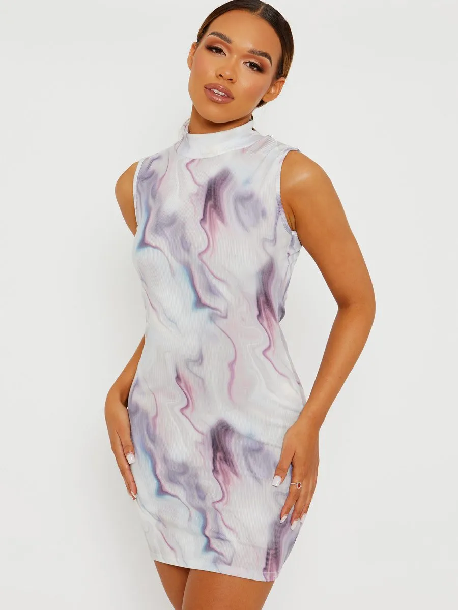 Tiffany Marble Effect Ribbed Tie-Dye Dress In Purple sold by Vivichi product image thumbnail 4