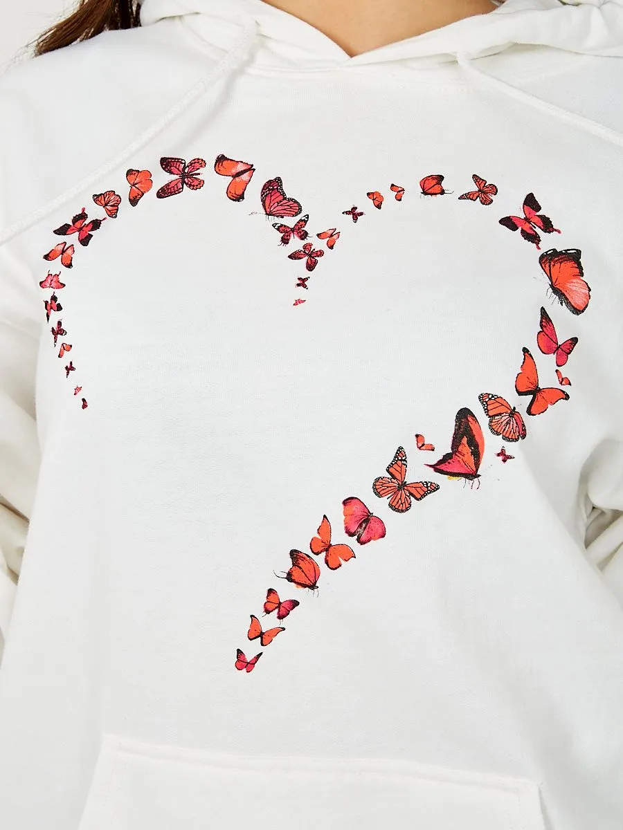 Fayee Butterfly Heart Graphic Fleeced Hoodie In White sold by Vivichi product image thumbnail 3