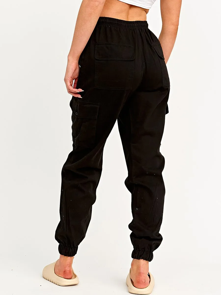 Bianka Twill Fabric Cargo Trousers In Black sold by Vivichi product image thumbnail 2