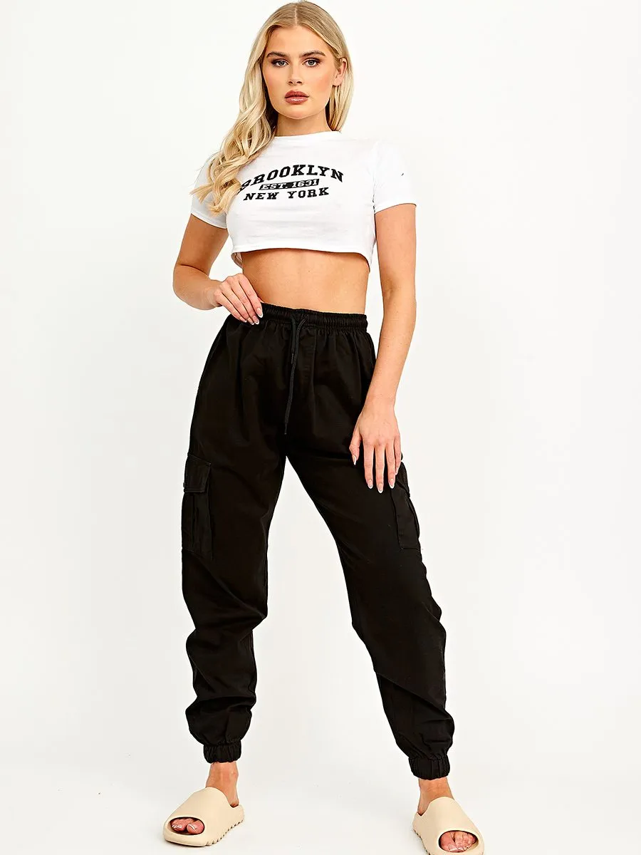 Bianka Twill Fabric Cargo Trousers In Black sold by Vivichi product image thumbnail 4