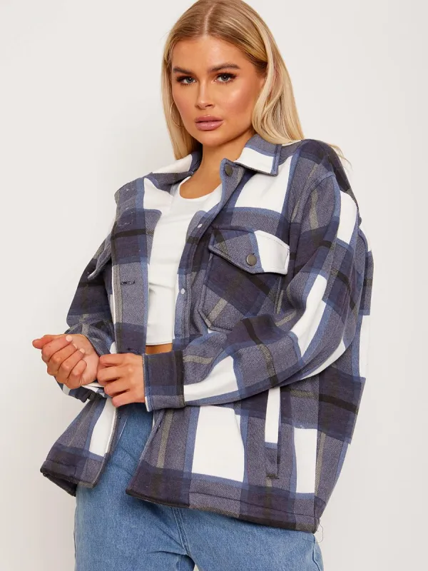 Colette Classic Thick Colour Block Shacket In Navy sold by Vivichi