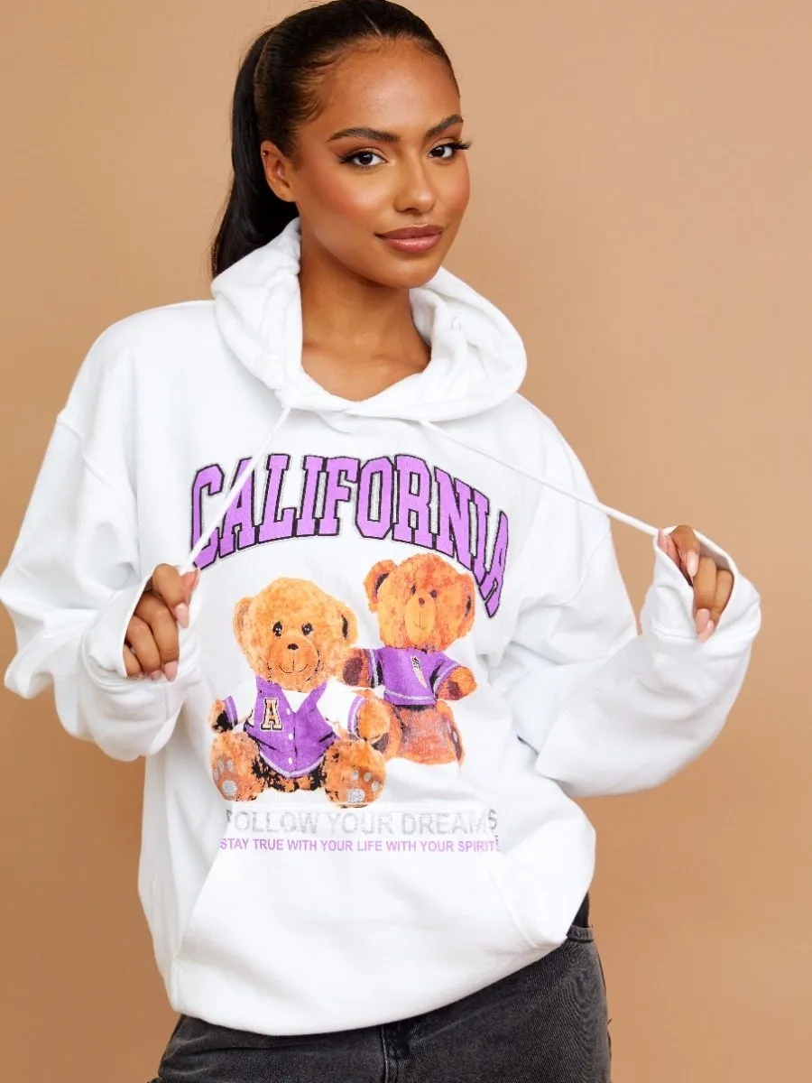 Magie California Teddy Graphic Print Hoodie In White sold by Vivichi product image thumbnail 2