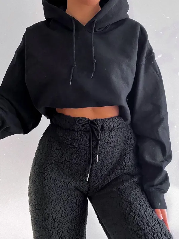 Grace Teddy Bear Borg Jogger In Black sold by Vivichi