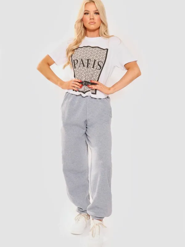 Danna Geometric Paris Graphic Printed T-Shirt In White sold by Vivichi