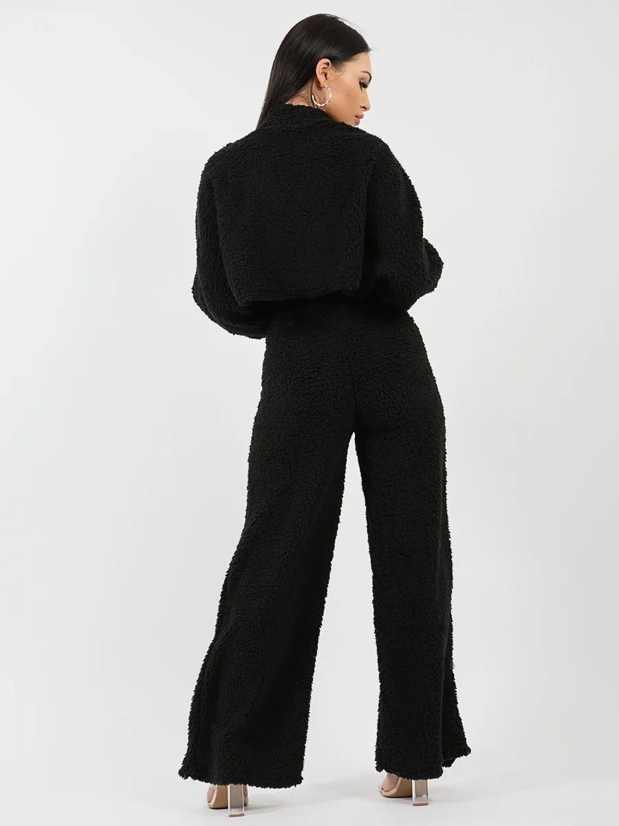 Elsie Teddy Crop Top & Trouser Co-ord In Black sold by Vivichi product image thumbnail 4