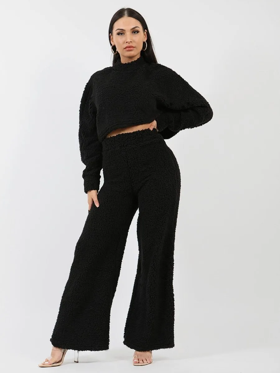 Elsie Teddy Crop Top & Trouser Co-ord In Black sold by Vivichi product image thumbnail 2