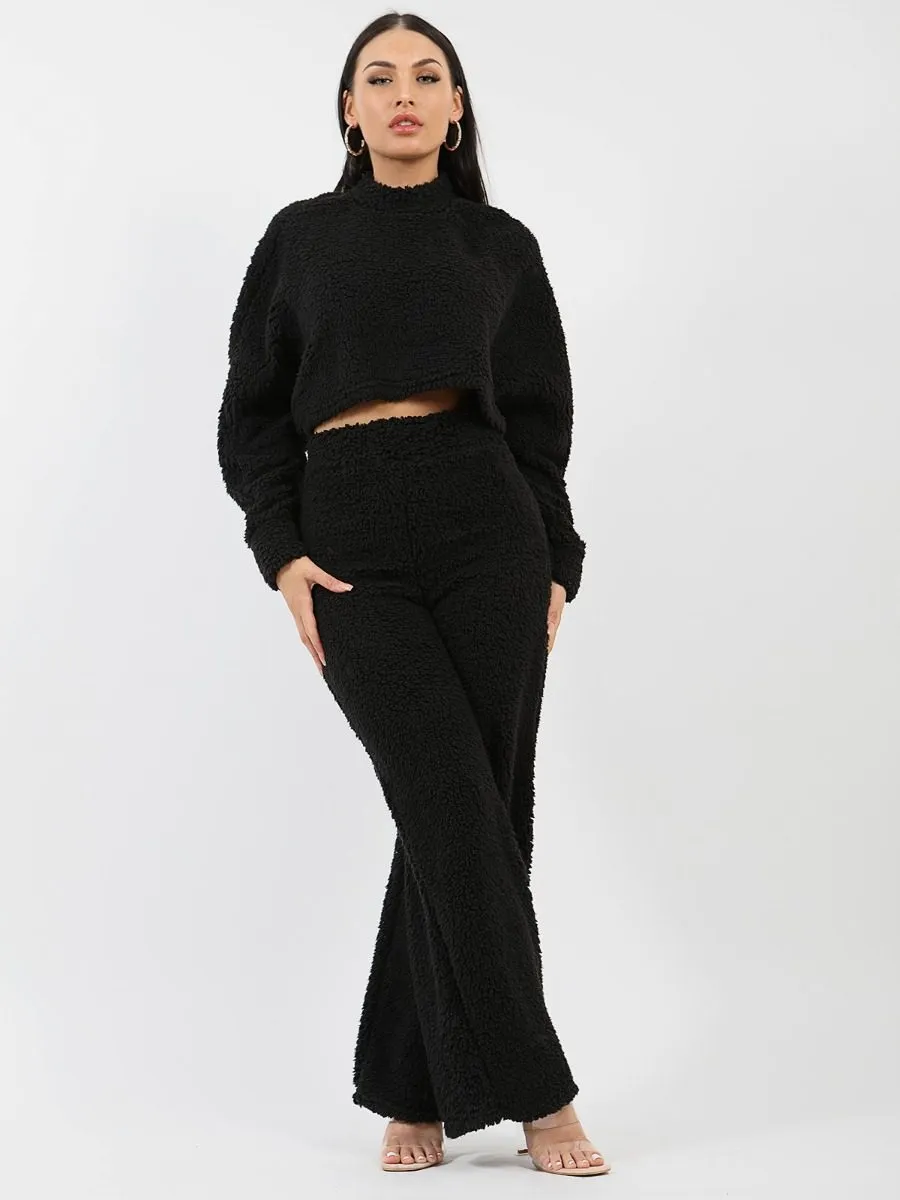 Elsie Teddy Crop Top & Trouser Co-ord In Black sold by Vivichi product image thumbnail 3