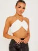 Simona Gold Chain Halter Crop Top In White sold by Vivichi