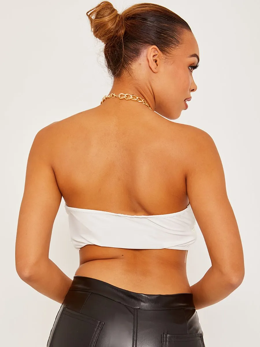 Simona Gold Chain Halter Crop Top In White sold by Vivichi product image thumbnail 3