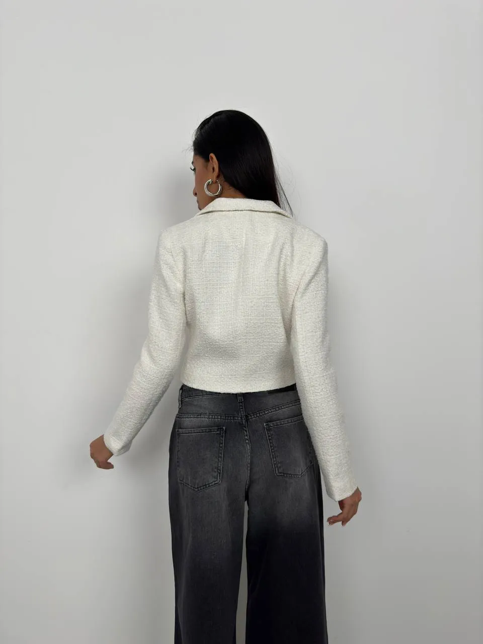 **PRE-ORDER** Mercy Tweed Crop Blazer Jacket In White sold by Vivichi product image thumbnail 4