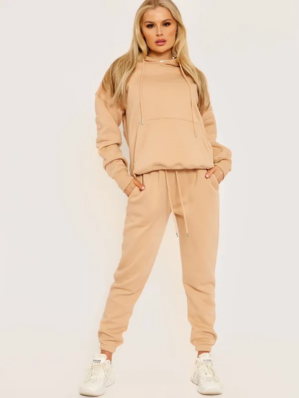 Haley Oversized Hoodie & Jogger Fleeced Co-ord In Stone sold by Vivichi