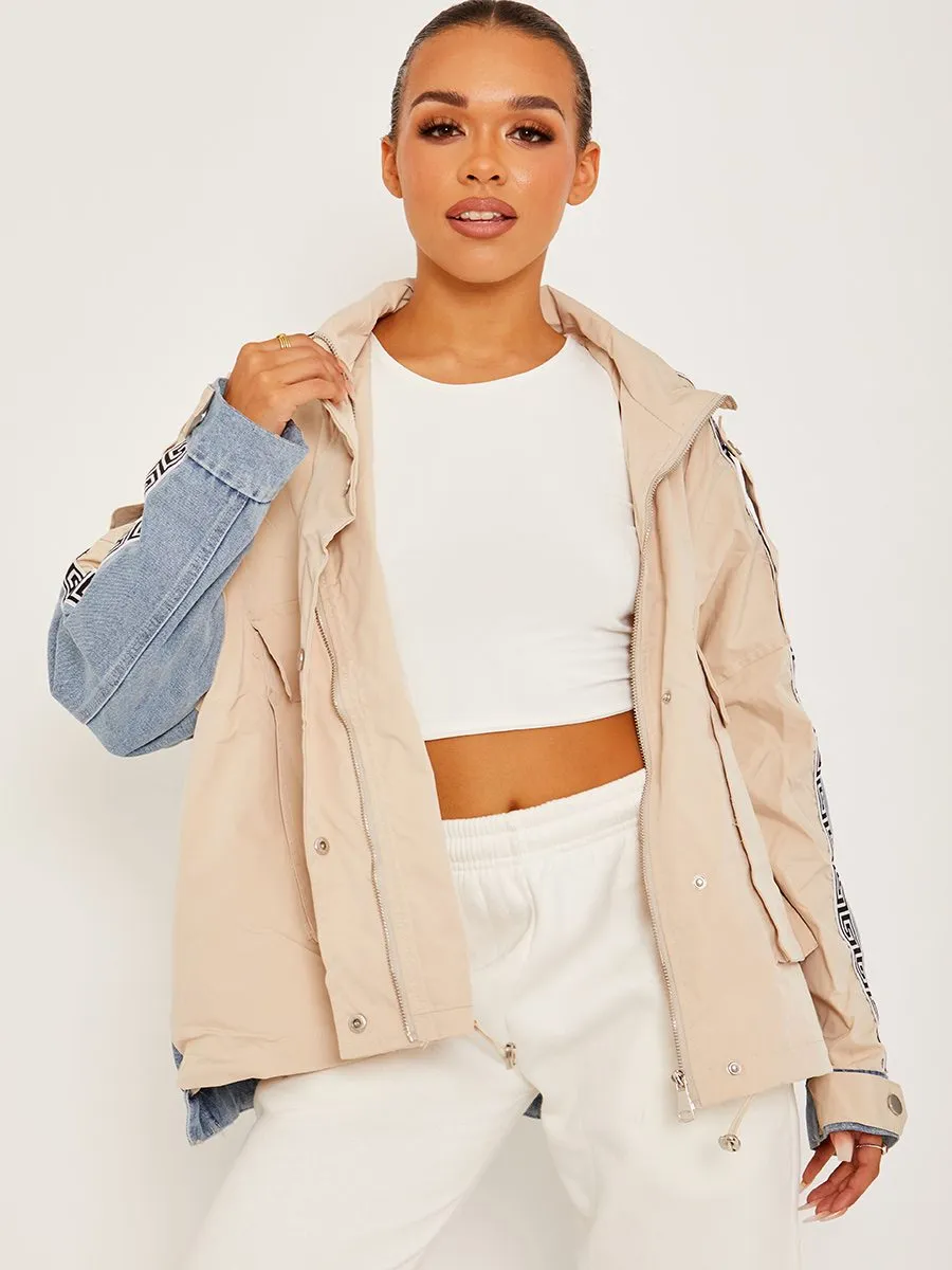 Aime Contrast Colour Block Denim Jacket In Stone sold by Vivichi product image thumbnail 2