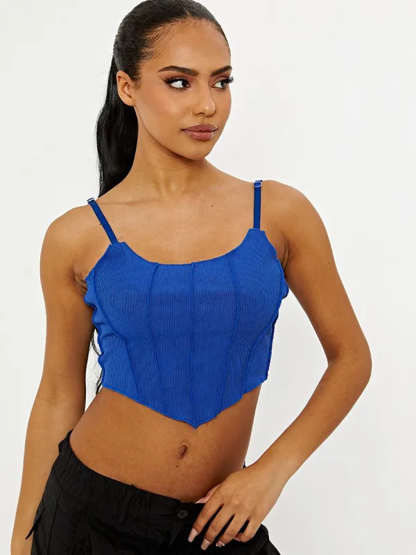 Bianca Seam Detail Strappy Crop Top In Royal sold by Vivichi