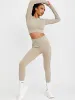 Daya Patricia Long Sleeves Ribbed Crop Top & Leggings Co-ord In Stone sold by Vivichi