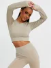 Daya Patricia Long Sleeves Ribbed Crop Top & Leggings Co-ord In Stone sold by Vivichi