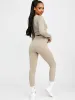 Daya Patricia Long Sleeves Ribbed Crop Top & Leggings Co-ord In Stone sold by Vivichi