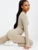 Daya Patricia Long Sleeves Ribbed Crop Top & Leggings Co-ord In Stone sold by Vivichi