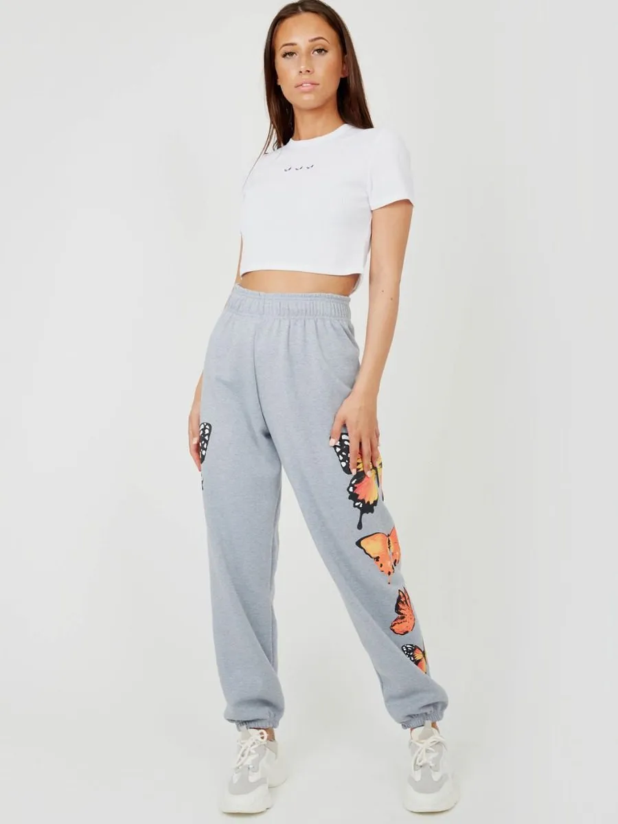 Machela Butterfly Graphic Oversized Fleece Joggers In Grey sold by Vivichi product image thumbnail 2
