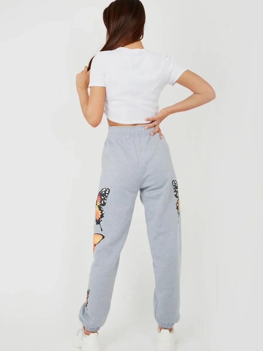 Machela Butterfly Graphic Oversized Fleece Joggers In Grey sold by Vivichi product image thumbnail 3