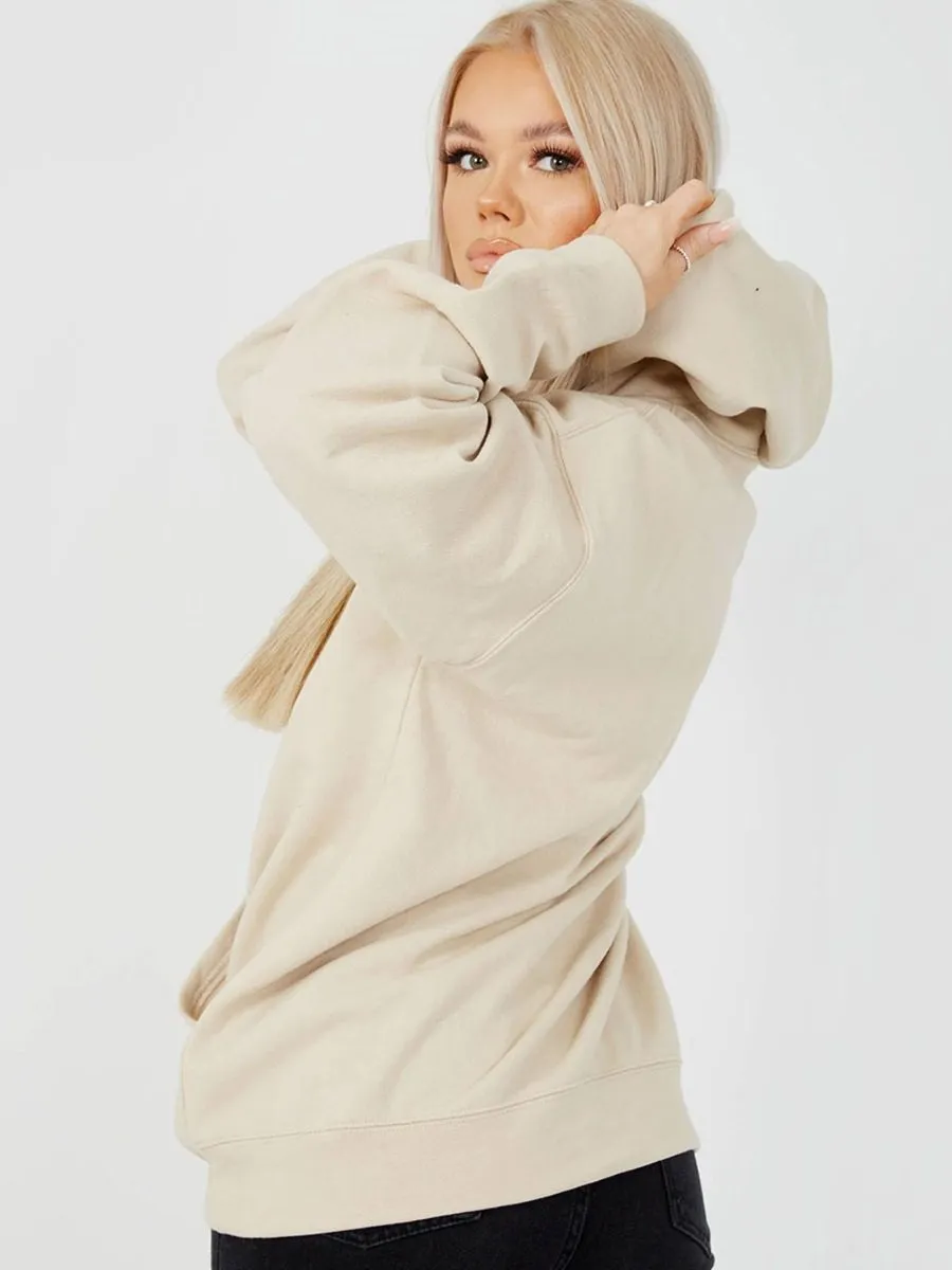 Rose Butterfly Graphic Print Fleeced Hoodie In Stone sold by Vivichi product image thumbnail 2