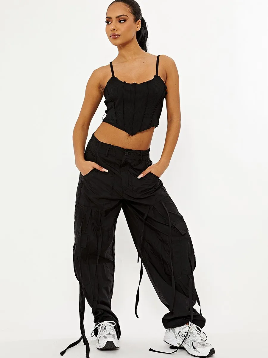 Bianca Seam Detail Strappy Crop Top In Black sold by Vivichi product image thumbnail 2