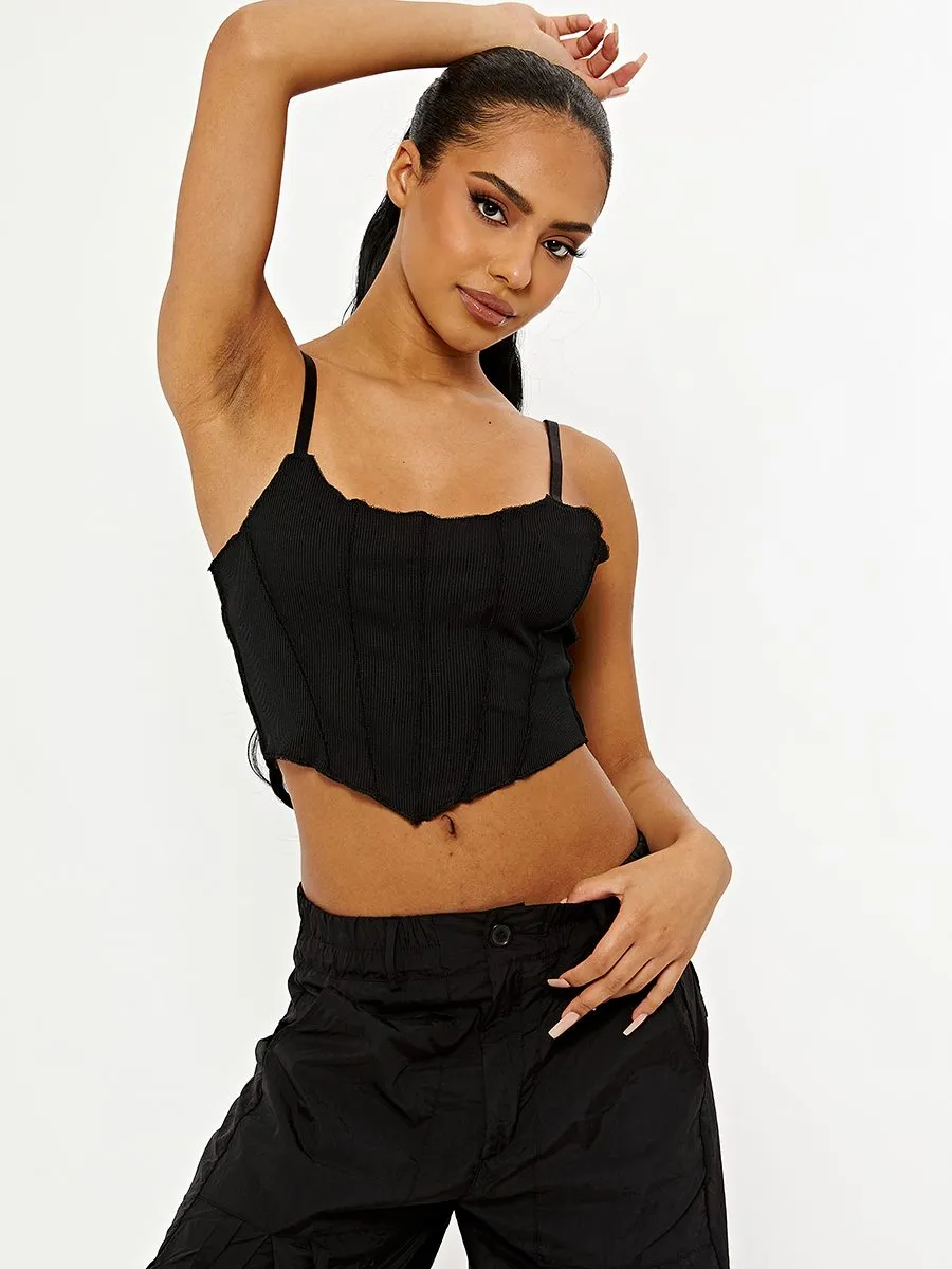Bianca Seam Detail Strappy Crop Top In Black sold by Vivichi