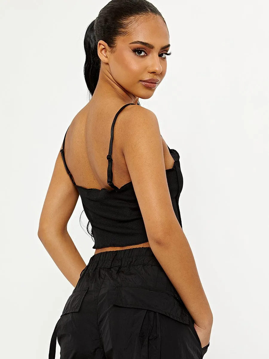 Bianca Seam Detail Strappy Crop Top In Black sold by Vivichi product image thumbnail 4