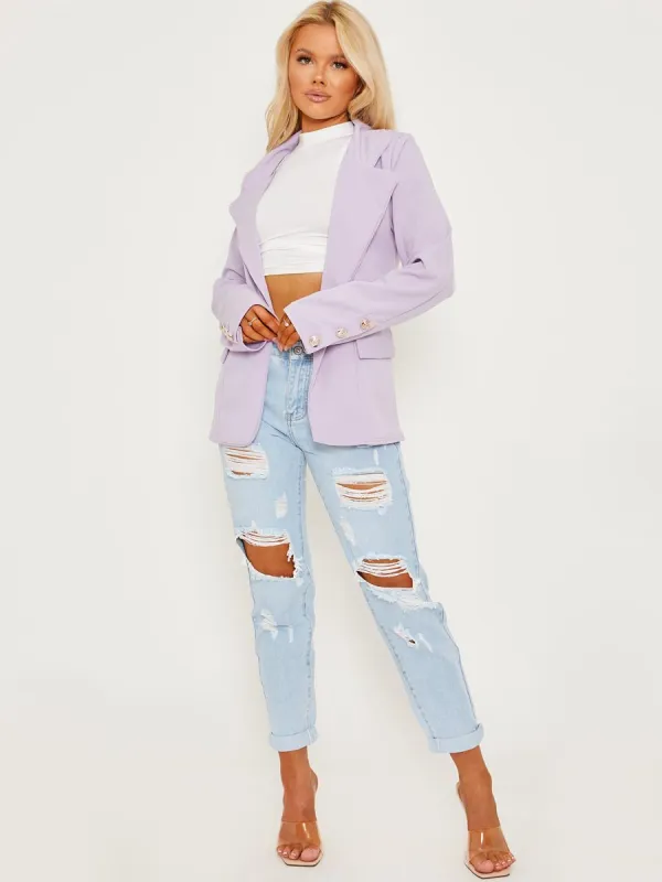 Keith Straight Fit Single Button Blazer In Lilac sold by Vivichi