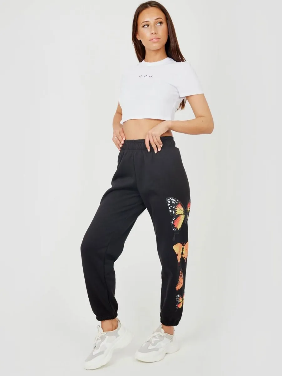 Machela Butterfly Graphic Oversized Fleece Joggers In Black sold by Vivichi product image thumbnail 2