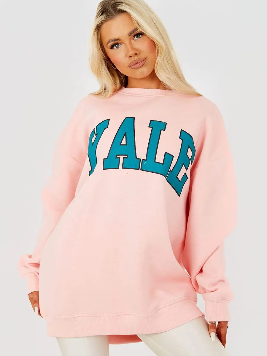 Nessy YALE Graphic Sweatshirt Jumper In Pink sold by Vivichi