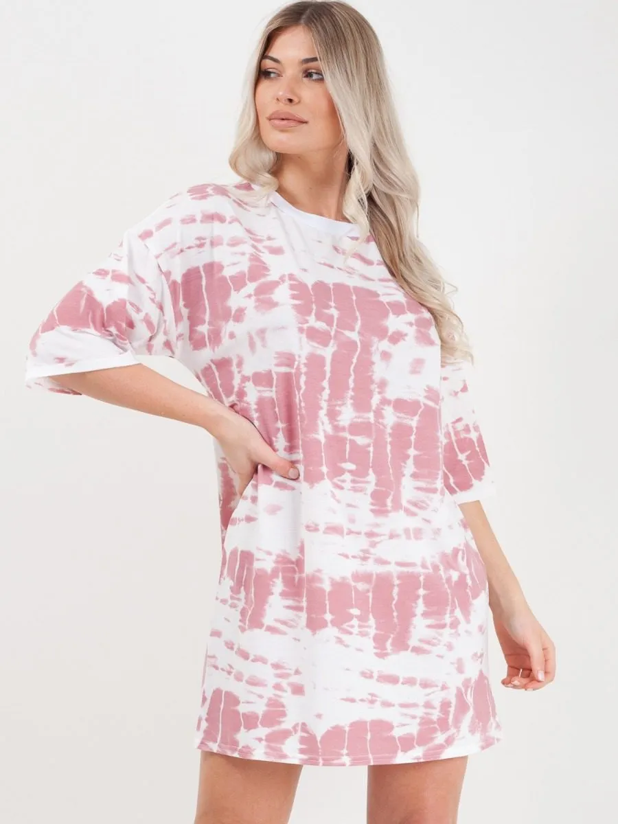 Paloma Tie Dye Oversized Boyfriend Tunic T-Shirt In Pink sold by Vivichi product image thumbnail 5