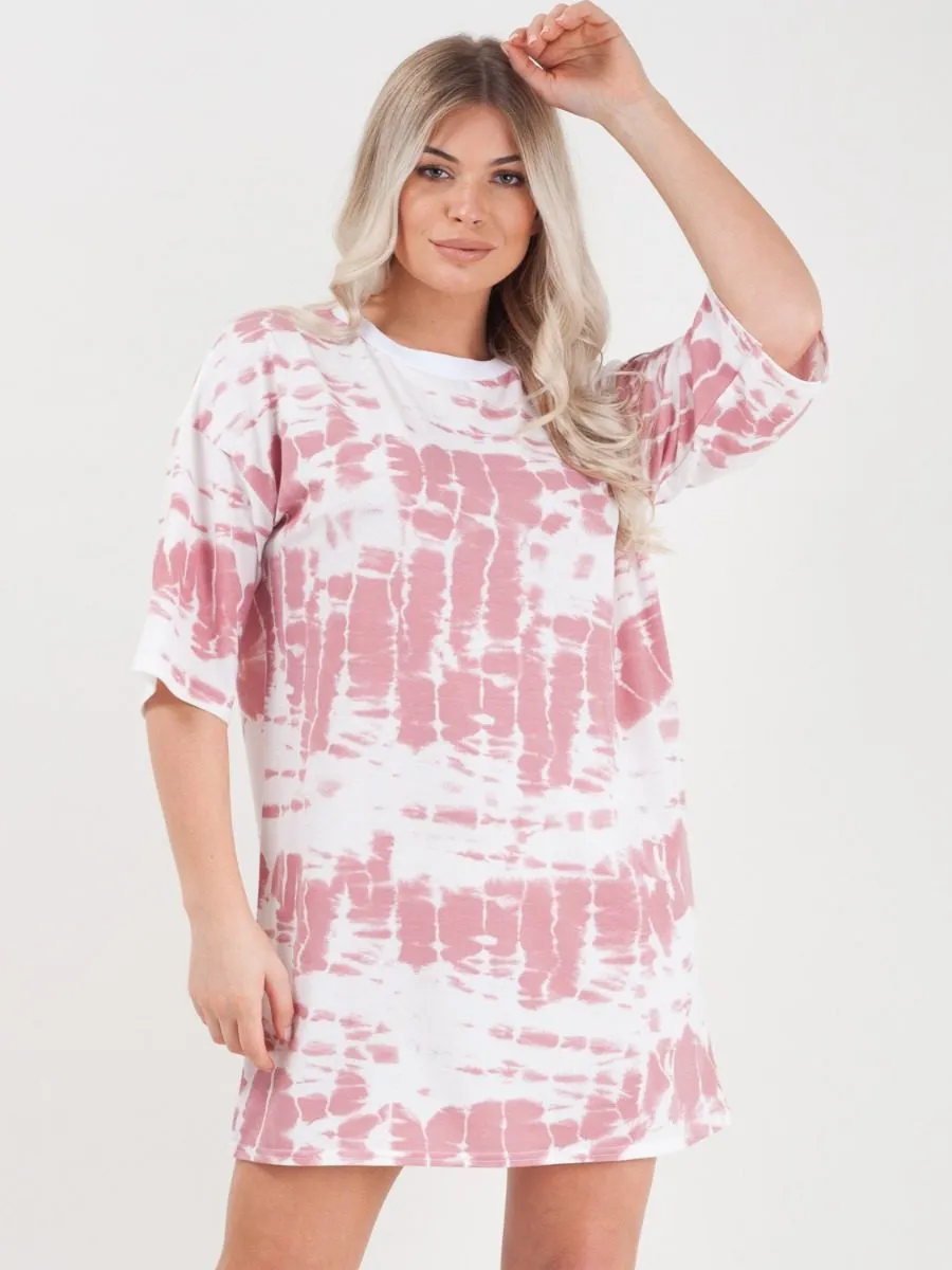 Paloma Tie Dye Oversized Boyfriend Tunic T-Shirt In Pink sold by Vivichi product image thumbnail 2