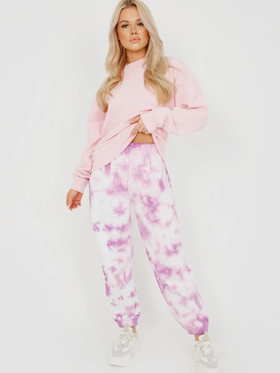 Barbara Tie-Dye Oversized Fleece Joggers In Purple sold by Vivichi