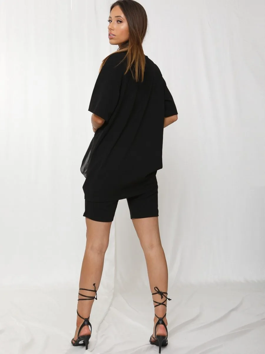 Donika Oversized T-Shirt & Shorts Co-ord In Black sold by Vivichi product image thumbnail 3