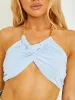 Simona Gold Chain Halter Crop Top In Blue sold by Vivichi