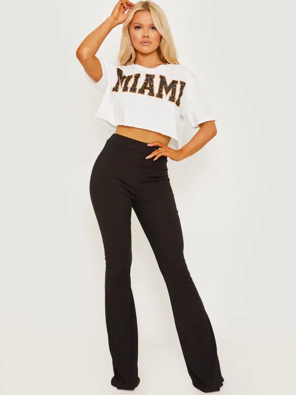 Aby Miami Print Oversized Crop Top In White sold by Vivichi