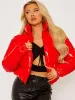 Emilia PVC Leather Cropped Puffer Jacket In Red sold by Vivichi