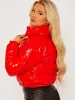 Emilia PVC Leather Cropped Puffer Jacket In Red sold by Vivichi