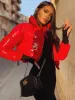 Emilia PVC Leather Cropped Puffer Jacket In Red sold by Vivichi