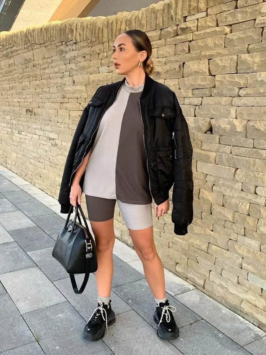 Charlee 50/50 Ribbed Oversized T-Shirt & Shorts Co-ord In Grey sold by Vivichi product image thumbnail 4