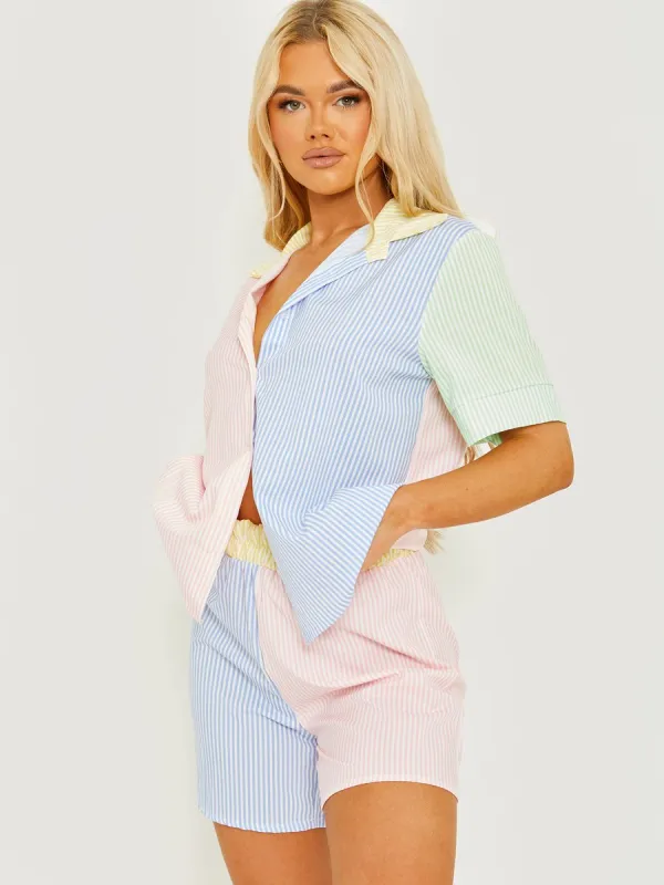 Jana Multi Coloured Striped Shirt & Shorts Co-ord sold by Vivichi