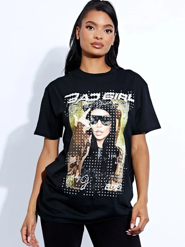 Selena Bad Girl Graphic T-Shirt In Black sold by Vivichi