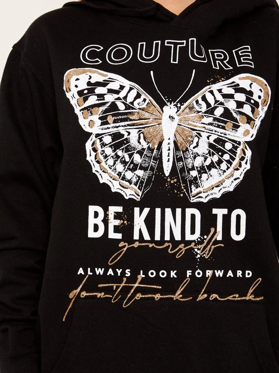 Corey Couture Butterfly Graphic Fleeced Hoodie In Black sold by Vivichi product image thumbnail 4