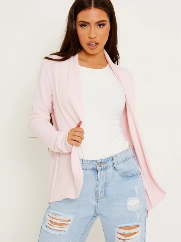 Kris Textured Open Blazer In Pink sold by Vivichi