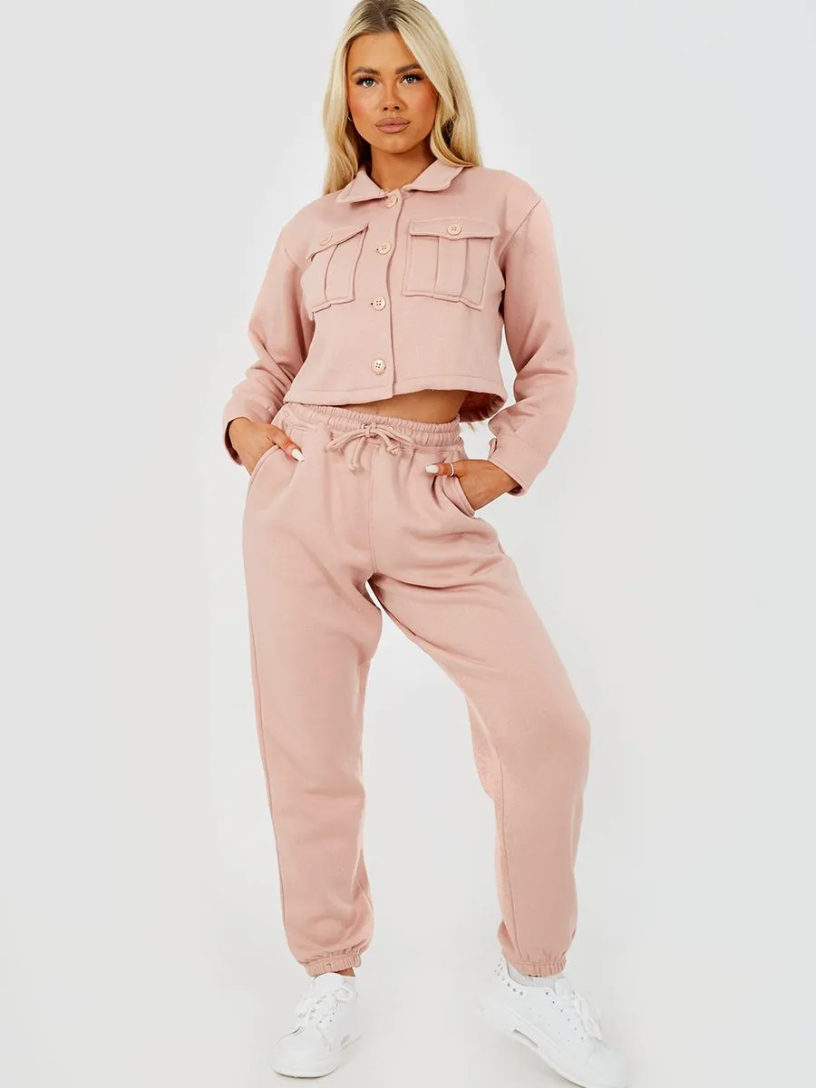 Marie Utility Button Top & Jogger Co-ord In Rose sold by Vivichi