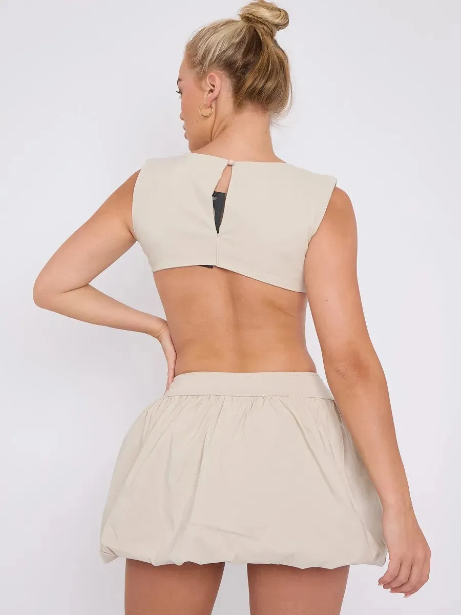 Lesley Cut Out Detail Balloon Dress In Stone sold by Vivichi product image thumbnail 2