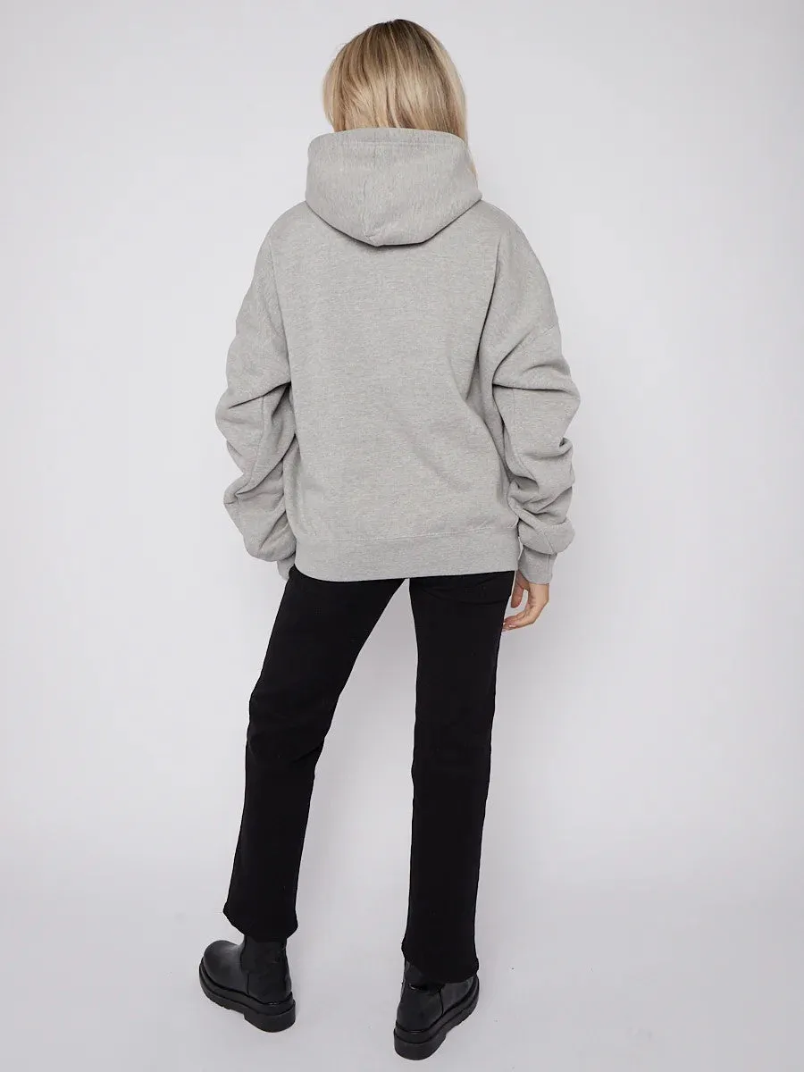 Lorna Ribbon Drawstring Ruched Sleeves Fleeced Hoodie In Grey sold by Vivichi product image thumbnail 2