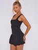 Halsey Square Neck Puffed Hem Mini Balloon Dress In Black sold by Vivichi