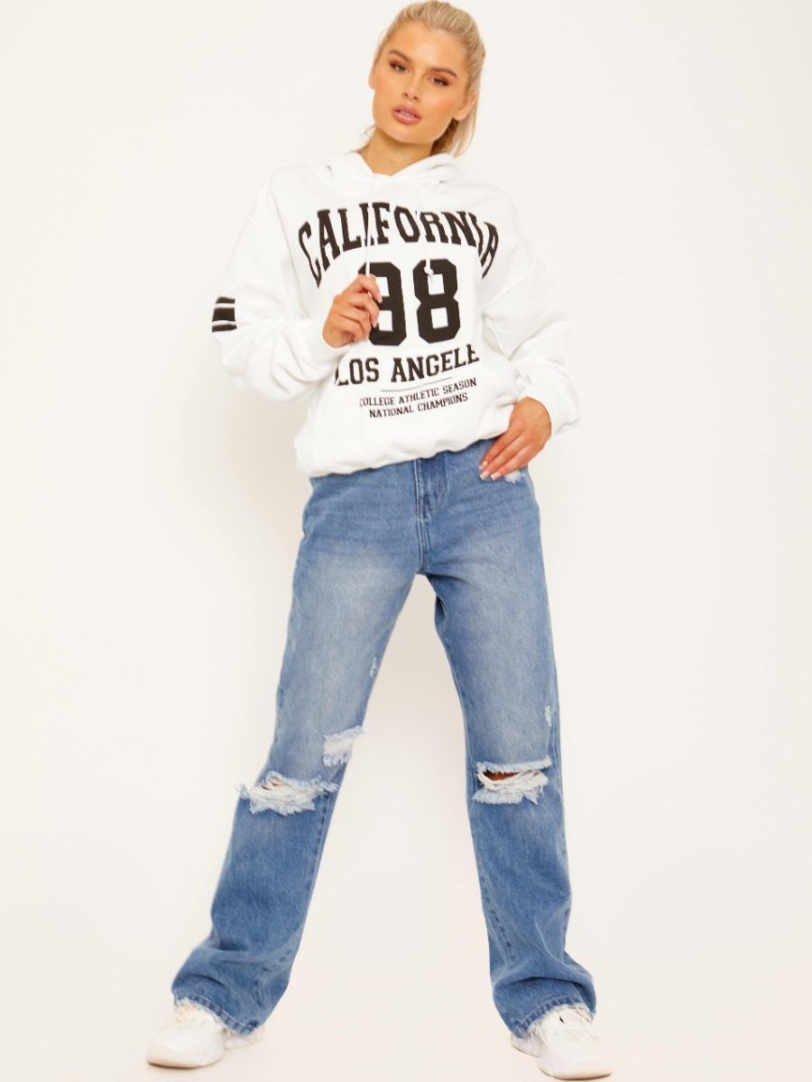 Jenni California 98 Graphic Print Fleeced Hoodie In White sold by Vivichi